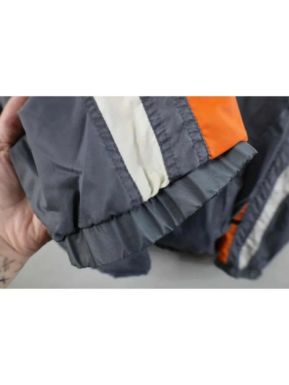 Vintage 90s Adidas Mens Large Sun Faded Color Block Mock Neck Windbreaker Jacket